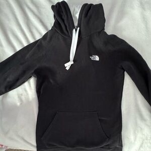 Women’s The North Face Black Hoodie with White Logo and Drawstrings
